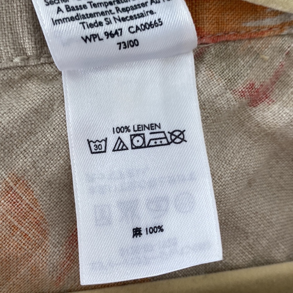 Eddie Bauer 100% linen wrap skirt midi pink &melon flowered tan pattern - Picture 9 of 12